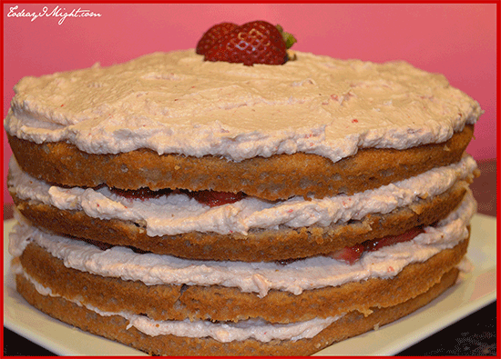 todayimight.com | Four Layer Strawberry Cake End Result