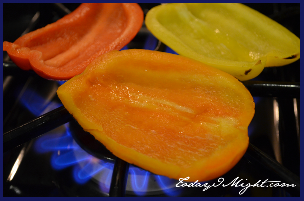 todayimight.com | Roasted Red Pepper & Chipotle Dip | Roasting Peppers Stove Top