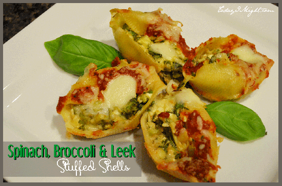 todayimight.com | Spinach Broccoli and Leek Stuffed Shells | Packed with greens, good for you, comfort food.