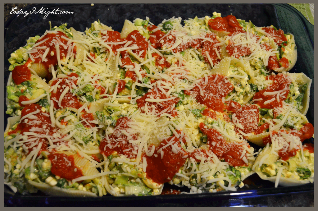 todayimight.com | Spinach Broccoli and Leek Stuffed Shells Topping